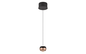 LED-Pendelleuchte Orbit, schwarz/coffee, 1-flammig, 15,5 cm, inkl. Dimmfunktion