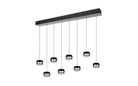 LED-Pendelleuchte Orbit, schwarz/nickel, 8-flammig, 155 cm, inkl. Dimmfunktion