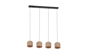 Pendelleuchte Smilla, Jute/schwarz, 4-flammig