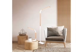 LED-Tischleuchte Norris, weiß/holz, inkl. Tochdimmer
