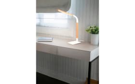 LED-Tischleuchte Norris, weiß/holz, inkl. Tochdimmer