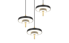 LED-Pendelleuchte Keaton, schwarz/gold, 3-flammig, inkl. Switchdimmer