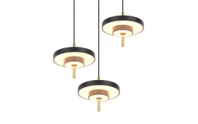 LED-Pendelleuchte Keaton, schwarz/gold, 3-flammig, inkl. Switchdimmer