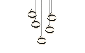 LED-Pendelleuchte Dios, schwarz, 5-flammig