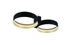 LED-Deckenleuchte Loop, schwarz/gold, inkl. stufenloser Dimmfunktion
