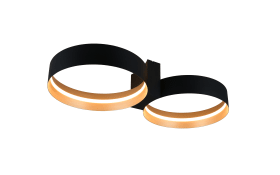 LED-Deckenleuchte Loop, schwarz/gold, inkl. stufenloser Dimmfunktion