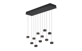 LED-Pendelleuchte Cannon, schwarz, 200 cm, inkl. stufenloser Höhenverstellung 