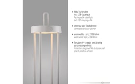 LED-Akkutischleuchte Anselm, weiß, 50,4 cm, inkl. Memoryfunktion