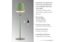 LED-Akku Tischleuchte Boteria, grün, inkl. Flaschenverschluss