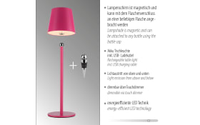 LED-Akku Tischleuchte Boteria, pink, inkl. Flaschenverschluss