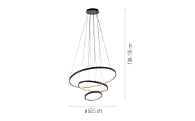LED-Pendelleuchte Cerchi, schwarz, inkl. Höhenverstellung