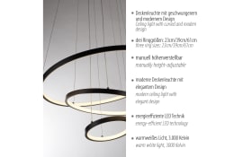 LED-Pendelleuchte Cerchi, schwarz, inkl. Höhenverstellung