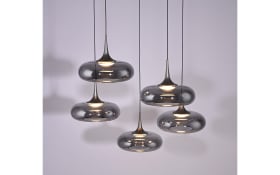 LED-Pendelleuchte Posh, grau, 5-flammig
