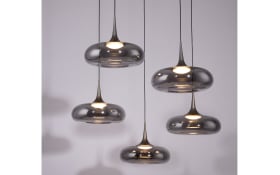LED-Pendelleuchte Posh, grau, 5-flammig