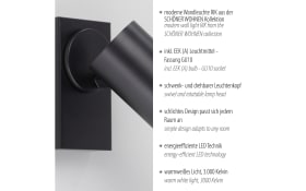Wandleuchte Rik, schwarz