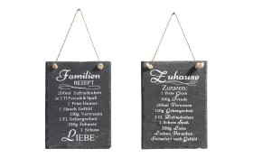 Schiefertafel, Schriftzug Familienrezept/Zuhause, schwarz/weiß, 15 x 20 cm