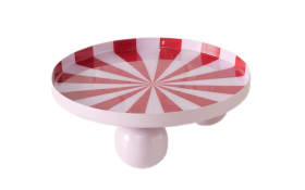 Kerzenteller Claire, rot/weiß, 20,5 cm