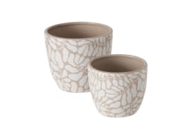 Übertopfset Tysko, beige/weiß, 2-teilig