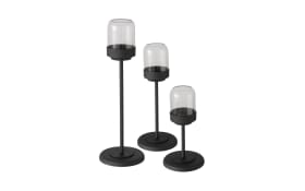 Windlichtset Senza, schwarz, 3-teilig