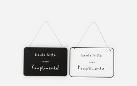 Schild Komplimente, schwarz/weiß, 2-Fach sortiert