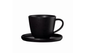 Kaffeetasse mit Unterteller coppa kuro, Porzellan, schwarz