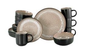 Kombiservice Nordic Fjord, beige/schwarz, 16-teilig