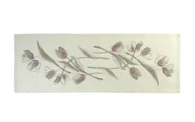 Tischläufer Pia, weiß mit Blumenmuster, 50 x 140 cm