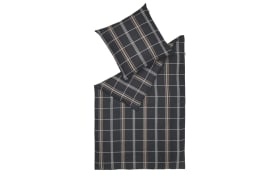 Bettwäsche Check, schwarz/grau, 155 x 220 cm