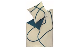Bettwäsche Artsy, greige/petrol, 155 x 220 cm