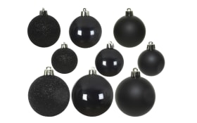 Weihnachtskugel-Set, schwarz, 6 cm
