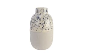 Vase, weiß/blau, Steingut, 27,5 cm