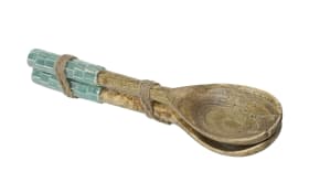Besteckset, blau/braun