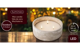 LED Kerze Wachs, grau, 20 cm