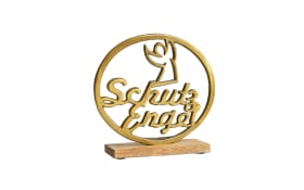 Schriftzug Schutz Engel aus Mangoholz und Aluminium in schwarz