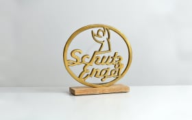 Schriftzug Schutz Engel aus Mangoholz und Aluminium in schwarz