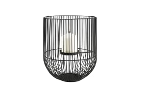 Windlicht aus Metall in schwarz, 25 x 29 x 25 cm