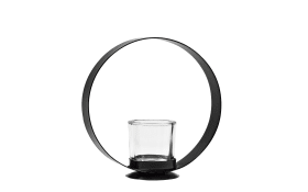 Teelichthalter in schwarz, 18 cm
