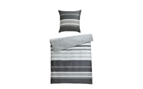 Bettwäsche, schwarz/weiß/grau gestreift, 135 x 200 cm