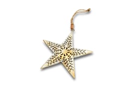 Deko-Stern, gold/weiß, 15 cm