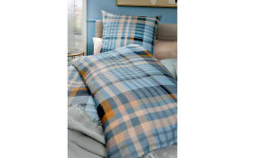 Bettwäsche Renata, rauchblau kariert, 135 x 200 cm