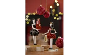 Deko-Figur Frau mit Geschenken, schwarz/rot, 26 cm