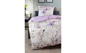 Wendebettwäsche Satin Violetta, weiß/violett, 135 x 200 cm