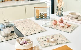 Herdabdeckplatten-Set Terrazzo, bunt, 30 x 52 cm