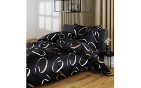 Mako-Satin Bettwäsche J. D., schwarz/beige/weiß, 155 x 220 cm
