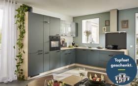 Einbauküche Wida, dunkelgrün, inkl. Elektrogeräte