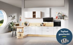 Einbauküche Perfect brillant, weiß, inkl. Privileg Elektrogeräte