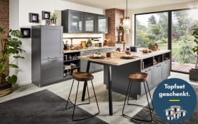 Einbauküche Perfect Soft/Comet, weiß/schwarz, inkl. Privileg Elektrogeräte