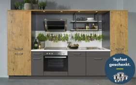 Einbauküche IP 1200 512, Vintage Eiche Nachbildung, inkl. Elektrogeräte