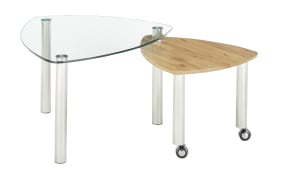 Couchtisch Talanga, Sicherheitsglas, Eiche massiv