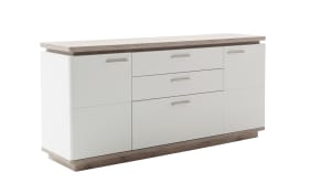 Sideboard Palermo, weiß/Viking Oak Nachbildung, inkl. Oberboden-Beleuchtung